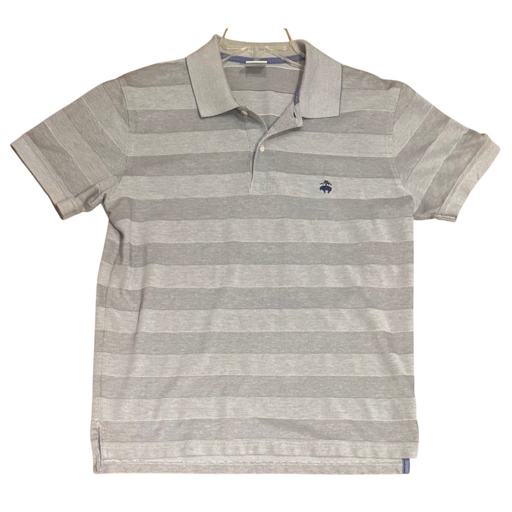 Brooks Brothers Slim Fit Striped Performance Pique Polo Shirt Grey Mens Large